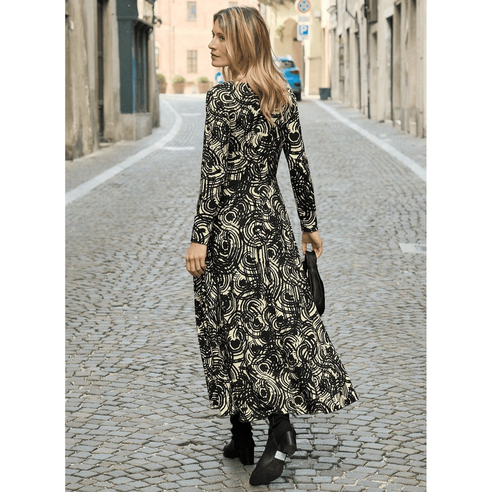 Peruvian Connection Graffito Carlyle Dress L Ivory Charcoal Pima Cotton Boho EUC - Picture 3 of 12